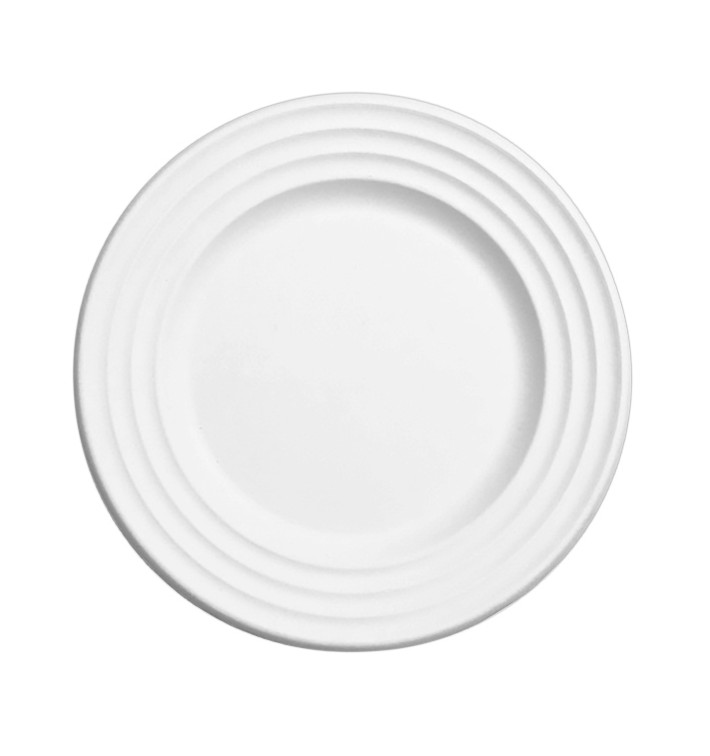 Plato Caña de Azucar Premium Wave Blanco Ø18cm (50 Uds) Plato Caña de Azucar Premium Wave Blanco Ø18cm (50 Uds)
