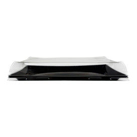 Bandeja Plastico Negra con Tapa PET 12x22cm (15 Uds)