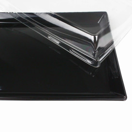 Bandeja Plastico Negra con Tapa PET 16x22cm (15 Uds)