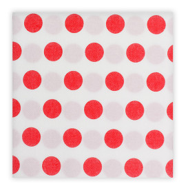 Servilleta Papel "Lunares Rojos" Punta-Punta 40x40cm (50 Uds)