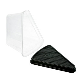 Envase para Porción Tarta Transp. Base Negra (50 Uds)