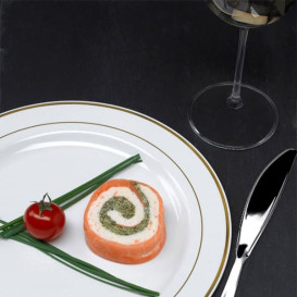 Plato de Plastico extrarigido con Ribete Oro 23 cm (20 Uds)