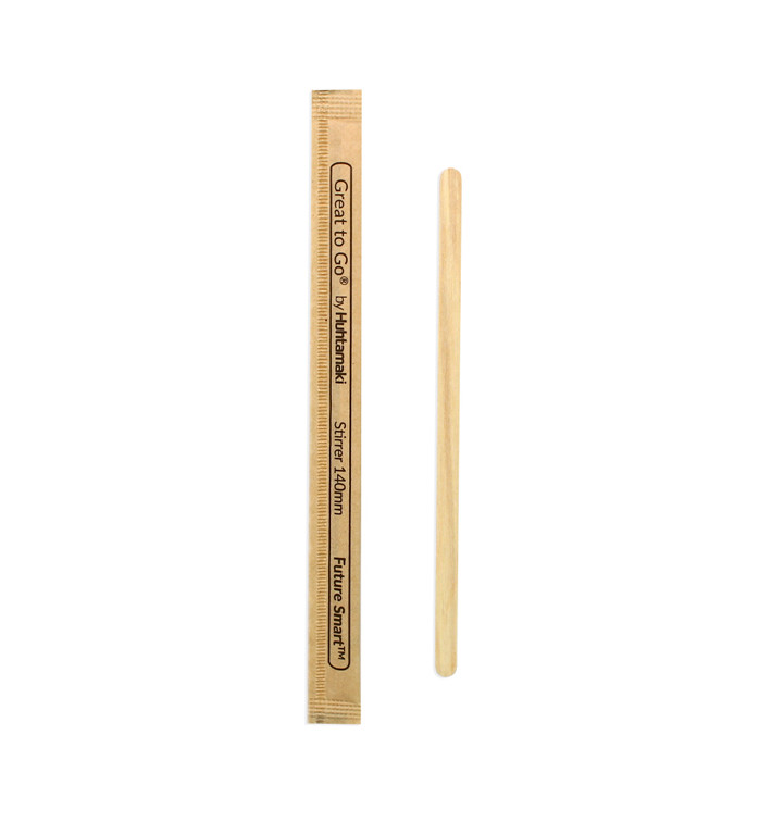 Paletina de Madera para Café Enfundada 14cm (1000 Uds) Paletina de Madera para Café Enfundada 14cm (1000 Uds)