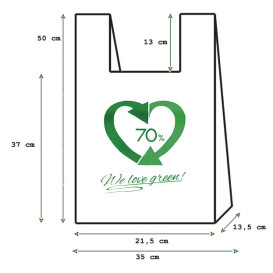 Bolsa Plástico Camiseta 70% Reciclado 35x50cm G200 (100 Uds)