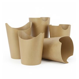 Vaso Antigrasa Carton Efecto Kraft con Solapa 14Oz/420ml (1000 Uds)