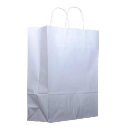 Bolsa Papel Kraft Blanca con Asas 100g 44+15x46 cm (25 Uds)