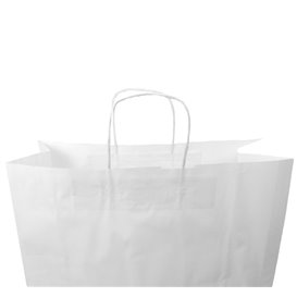 Bolsa Papel Kraft Blanca con Asas 100g 44+15x46 cm (25 Uds)