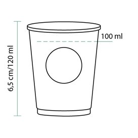 Vaso de Carton Eco. BioWare PLA 4Oz/120ml Ø6,2cm (80 Uds)