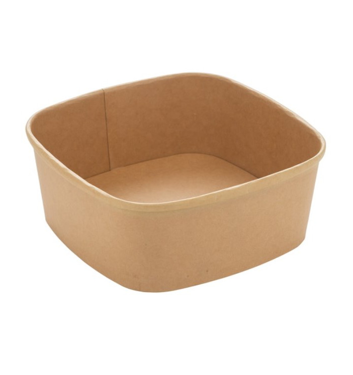 Tarrina Cuadrada de Cartón Kraft 1000ml 17x17x6,5cm (300 Uds) Tarrina Cuadrada de Cartón Kraft 1000ml 17x17x6,5cm (300 Uds)
