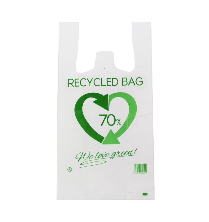Bolsa Plástico Camiseta 70% Reciclado 30x40cm G200 (100 Uds) Bolsa Plástico Camiseta 70% Reciclado 30x40cm G200 (100 Uds)