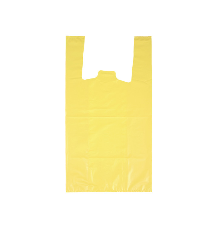 Bolsa Plástico Camiseta 70% Reciclado “Colors” Amarillo 42x53cm G200 (40 Uds)