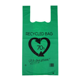 Bolsa Plástico Camiseta 70% Reciclado Verde 42x53cm G200 (50 Uds)