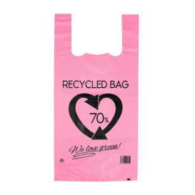 Bolsa Plástico Camiseta 70% Reciclado Rosa 42x53cm G200 (50 Uds)