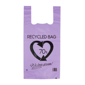 Bolsa Plástico Camiseta 70% Reciclado Lila 42x53cm G200 (50 Uds)