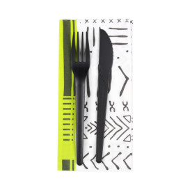 Servilleta Papel 1/8 40x40cm "Tribal Blanco" Punta-Punta (30 Uds)