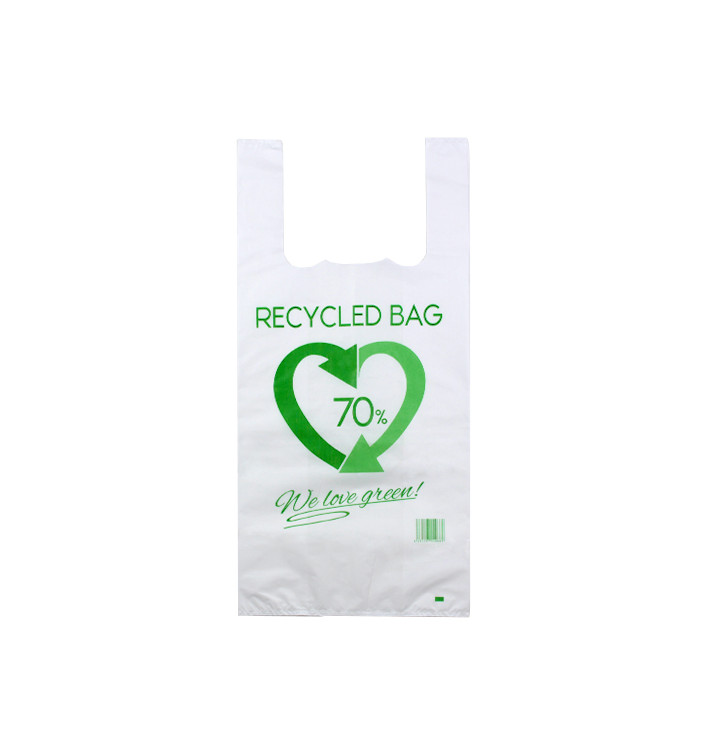Bolsa Plástico Camiseta 70% Reciclado 42x53cm G200 (100 Uds) Bolsa Plástico Camiseta 70% Reciclado 42x53cm G200 (100 Uds)