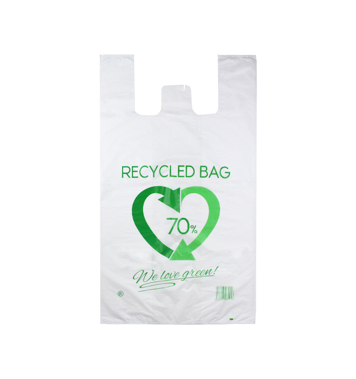 Bolsa Plástico Camiseta 70% Reciclado 70x80cm G200 (50 Uds) Bolsa Plástico Camiseta 70% Reciclado 70x80cm G200 (50 Uds)