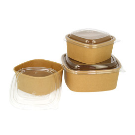 Tarrina Cuadrada de Cartón Kraft 500ml 13x13x5,6cm (50 Uds)