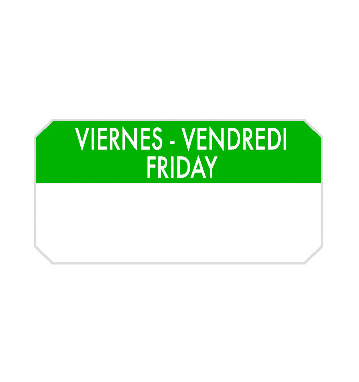 Rollo Adhesivo Rectangular “Viernes” 5x2,5cm (1.000 Uds) Rollo Adhesivo Rectangular “Viernes” 5x2,5cm (1.000 Uds)