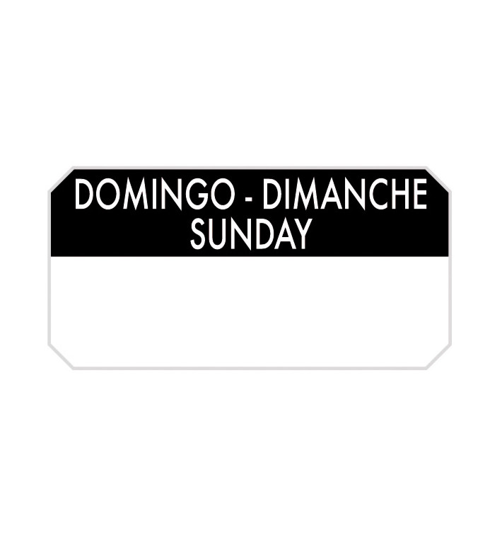 Rollo Adhesivo Rectangular “Domingo” 5x2,5cm (1.000 Uds)