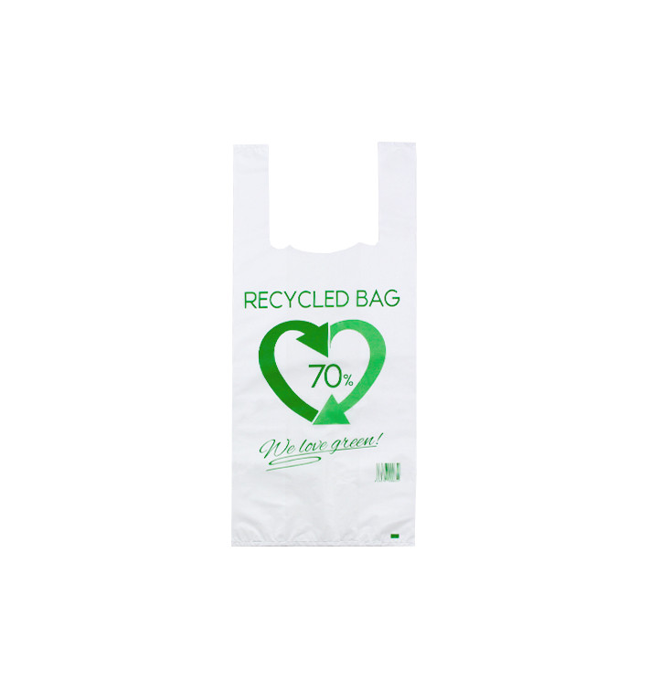 Bolsa Plástico Camiseta 70% Reciclado 35x50cm G200 (100 Uds) Bolsa Plástico Camiseta 70% Reciclado 35x50cm G200 (100 Uds)