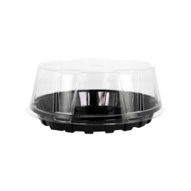 Envase Plástico con Tapa para Tarta OPS Ø24x8cm (10 Uds)