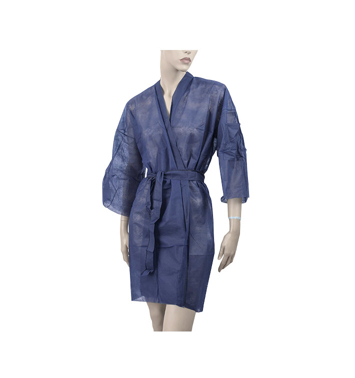 Bata Kimono en TST PP con Cintas y Bolsillo Azul XL (10 Uds) Bata Kimono en TST PP con Cintas y Bolsillo Azul XL (10 Uds)