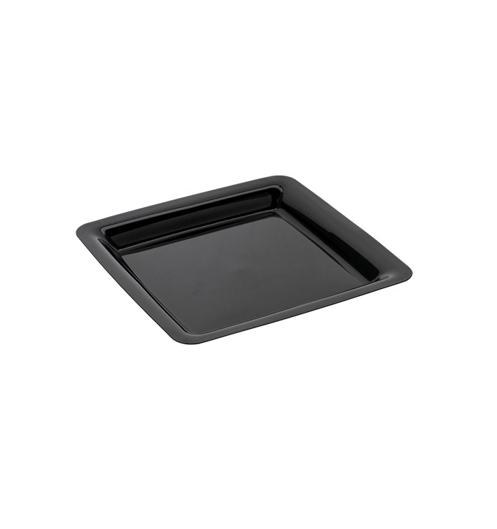 Plato Reutilizable PS Cuadrado Extra Rigido Negro 18x18cm (20 Uds) Plato Reutilizable PS Cuadrado Extra Rigido Negro 18x18cm (20 Uds)
