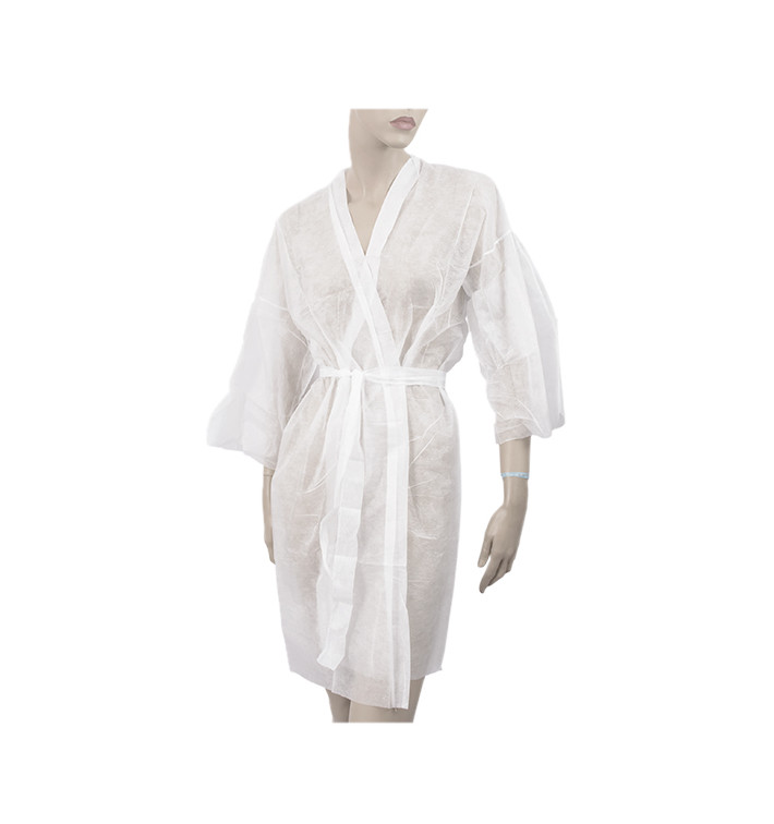 Bata Kimono TST PP Cintas y Bolsillo Blanco XL 15gr (10 Uds) Bata Kimono TST PP Cintas y Bolsillo Blanco XL 15gr (10 Uds)