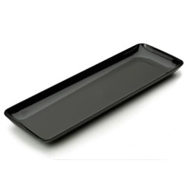 Plato Plastico Rectangular Degustacion Negro 6x19 cm 