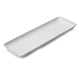 Plato Plastico Rectangular Degustacion Blanco 6x19 cm 