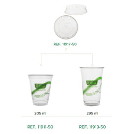Vaso Almidón de Maíz PLA "Green Stripe" 205ml (50 Uds)