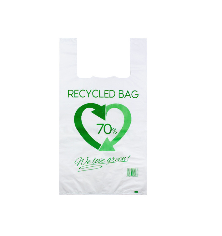 Bolsa Plástico Camiseta 70% Reciclado 40x60cm G200 (100 Uds) Bolsa Plástico Camiseta 70% Reciclado 40x60cm G200 (100 Uds)