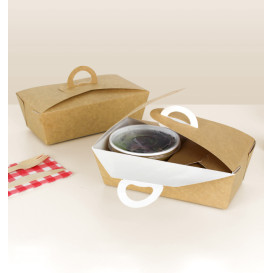Caja "Doggy Bag" Kraft con Asa 16x9,5x6cm 1000ml (25 Uds)