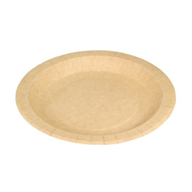 Plato de Carton Redondo Antigrasa Kraft Ø18cm 195g/m² (50 Uds)