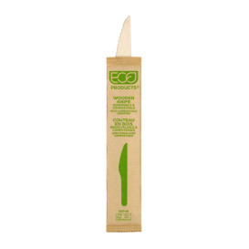 Cuchillo de Madera Desechable Enfundado 16,5cm (25 Uds)