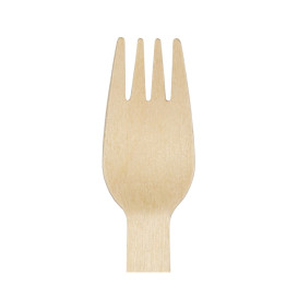 Tenedor de Madera Desechable Enfundado 16cm (25 Uds)