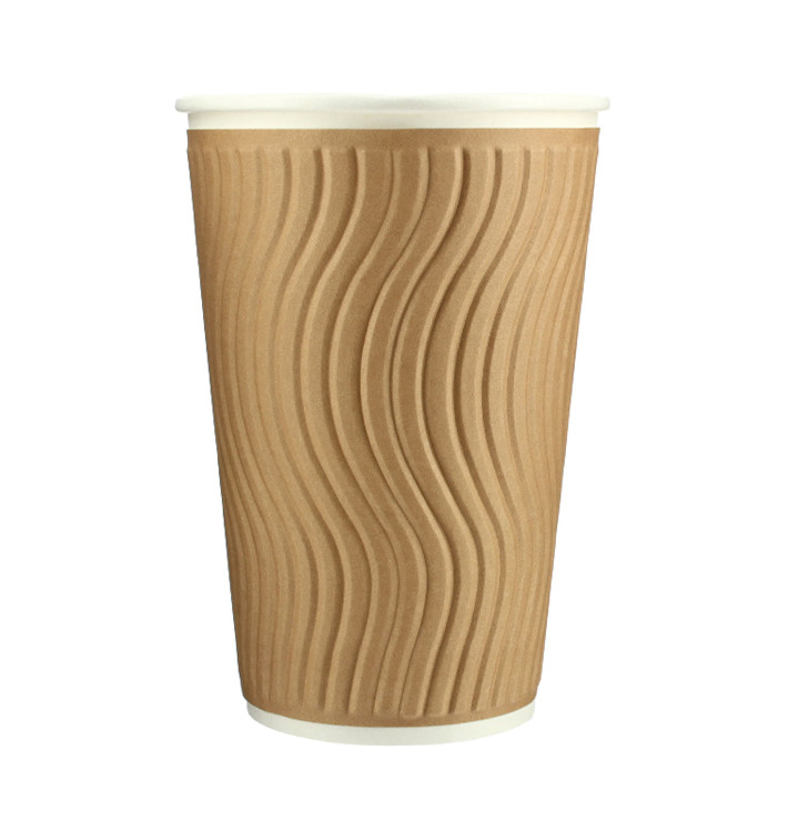 Vaso Cartón Rizado 16 Oz/495ml Kraft Ø9,0cm (31 Uds) Vaso Cartón Rizado 16 Oz/495ml Kraft Ø9,0cm (31 Uds)