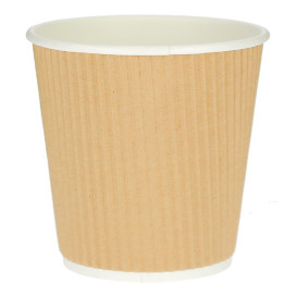 Vaso Cartón 4 Oz/120ml "Rizado Kraft" Marrón Ø6,2cm (50 Uds)