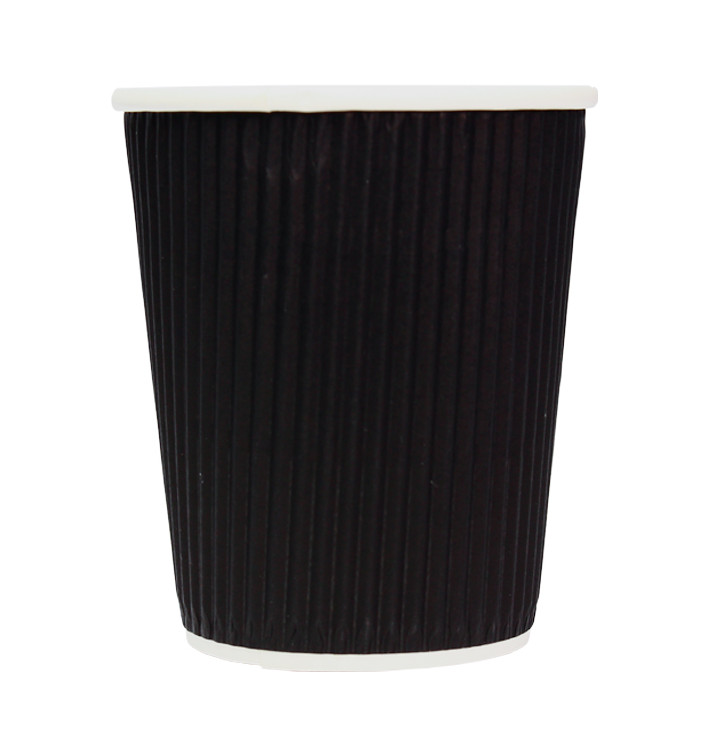 Vaso Cartón 8 Oz/250ml "Rizado" Negro Ø8cm (25 Uds)