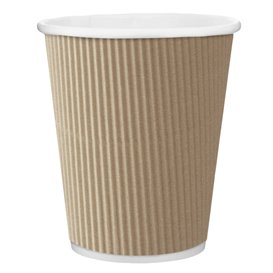 Vaso Cartón 8 Oz/250ml "Rizado Kraft" Marrón Ø8cm (25 Uds)