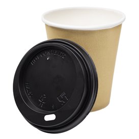 Tapa Travel con Agujero PS para Vaso Cartón Negra Ø8,0cm (1000 Uds)