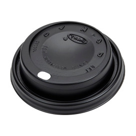 Tapa Travel con Agujero PS para Vaso Foam y Cartón Negra Ø8,1cm (100 Uds)