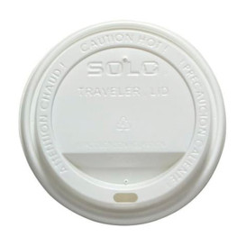 Tapa Travel con Agujero PS para Vaso Cartón Blanca Ø8,4cm (100 Uds)