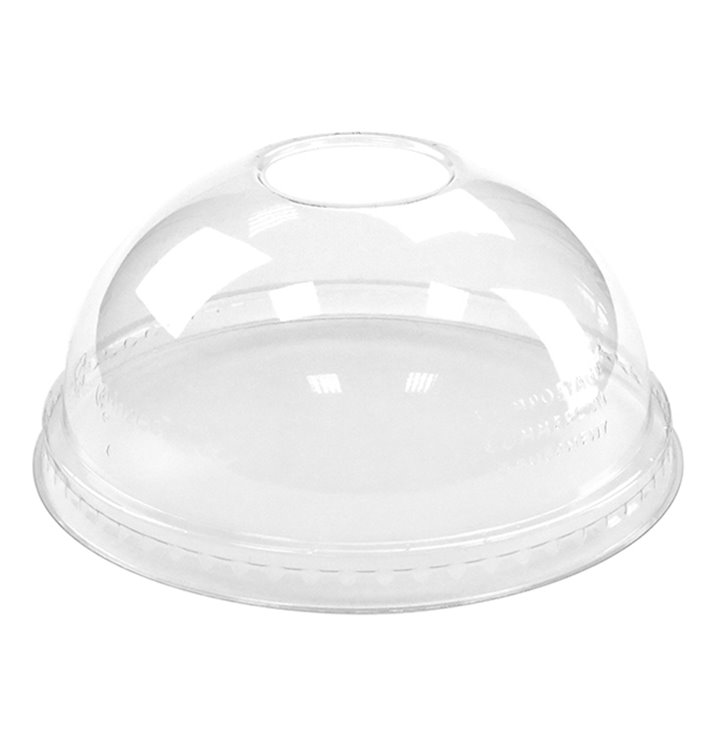 Tapa Cúpula Agujero PLA Vaso 265,355,590ml (100 Uds) Tapa Cúpula Agujero PLA Vaso 265,355,590ml (100 Uds)