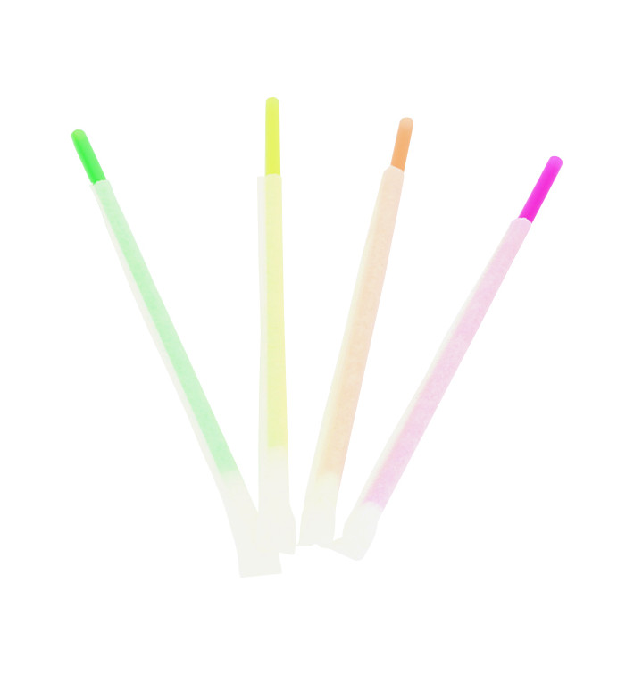 Pajita Recta Fluorescente Enfundada Ø6mm 20cm (1000 Uds)
