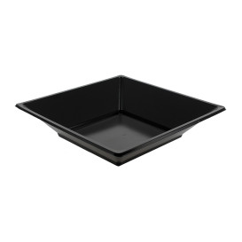 Plato de Plastico Hondo Cuadrado Negro 170mm (25 Uds)