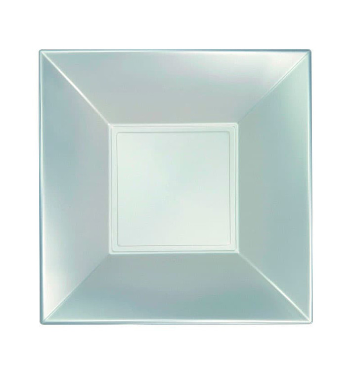 Plato Hondo Reutilizable PP Plata Nice Pearl 18cm (25 Uds)
