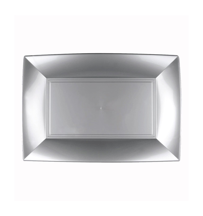 Bandeja Reutilizable PP Gris Nice 28x19cm (12 Uds) Bandeja Reutilizable PP Gris Nice 28x19cm (12 Uds)