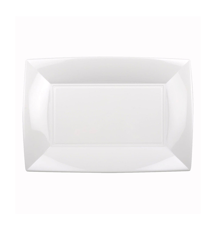 Bandeja Reutilizable PP Blanco Nice 28x19cm (12 Uds)